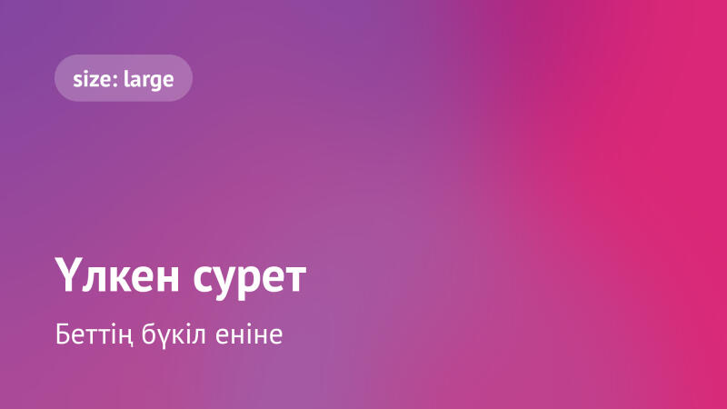 Градиентный фон от фиолетового к розовому с закругленной кнопкой в верхнем левом углу с надписью "size: large". В нижнем левом углу белый текст: "Большое изображение" и "На всю ширину страницы".