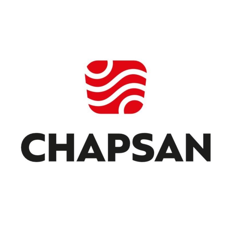 The image features the 'CHAPSAN' logo with the word 'CHAPSAN' in large, bold, black font and above it, a red rounded square containing curved, white lines.