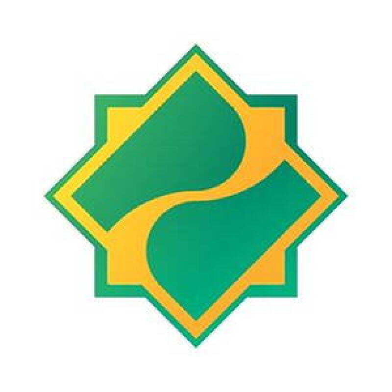A logo featuring an eight-pointed star outline in yellow, filled with green, and containing a winding yellow shape or path in the center.