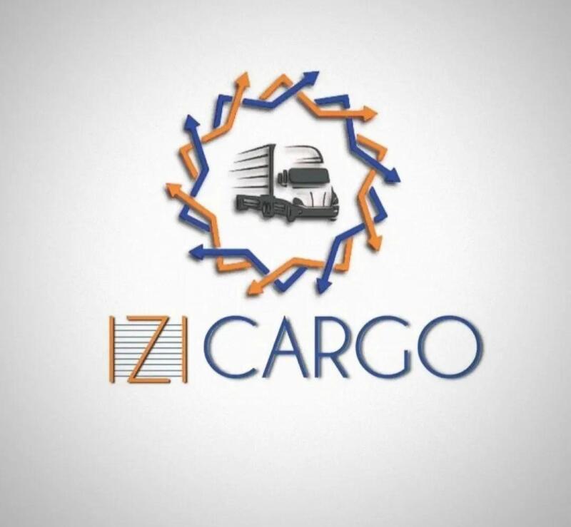 The logo says "IZI CARGO" with a truck in the middle of a circle of blue and orange arrows.