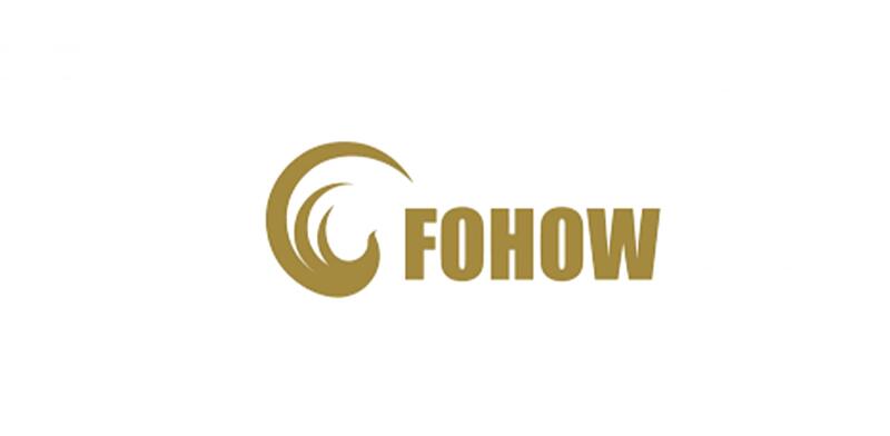 The logo contains the word "FOHOW" in gold, with an abstract design resembling stylized waves or leaves to the left of the text.