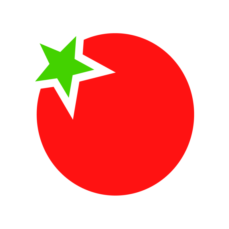 A red circle with a green star in the upper-left corner on a black background.