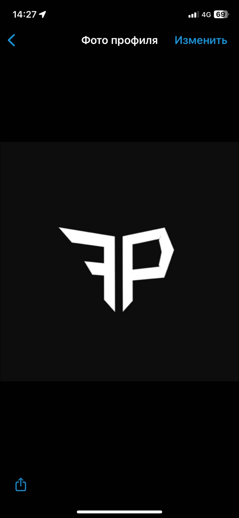 The image is a profile picture interface, featuring a white logo that combines the letters 'F' and 'P' on a black background.