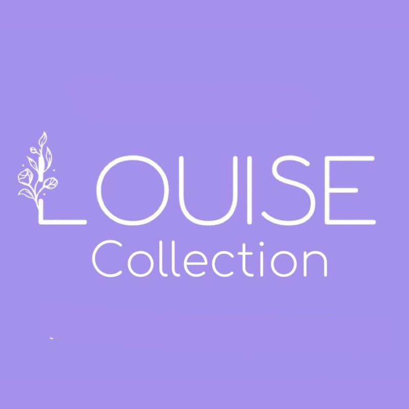 The image features the text “LOUISE Collection” in white against a light purple background, with a floral design incorporated into the letter 'L'.