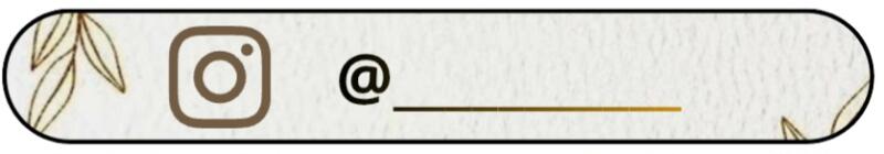 На изображении декоративный баннер с логотипом Instagram, символом «собака» (@), пустой строкой и рисунками листьев на обоих концах.