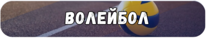 На изображении волейбольный мяч и текст "ВОЛЕЙБОЛ" белыми буквами с черным контуром на размытом фоне площадки.
