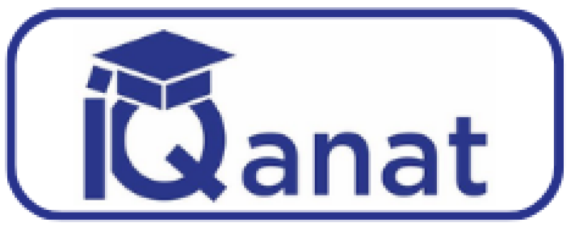 The image features a blue logo with the text "IQanat" and a graduation cap on top of the "i", all enclosed within a rounded blue rectangle.