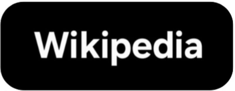 The image displays the word "Wikipedia" in white text on a black rounded rectangle background.
