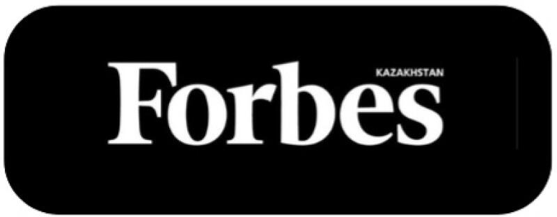 The image displays the Forbes Kazakhstan logo in white against a black background.