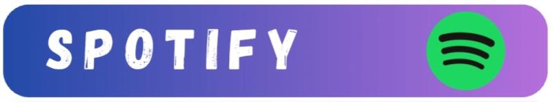 На изображении кнопка с градиентом от синего к фиолетовому, слово «SPOTIFY» белым цветом и логотип Spotify зеленым цветом.