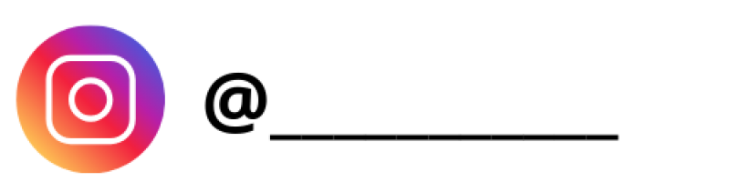 The image shows the Instagram logo, followed by the "@" symbol and a blank line, suggesting a space to enter an Instagram username.