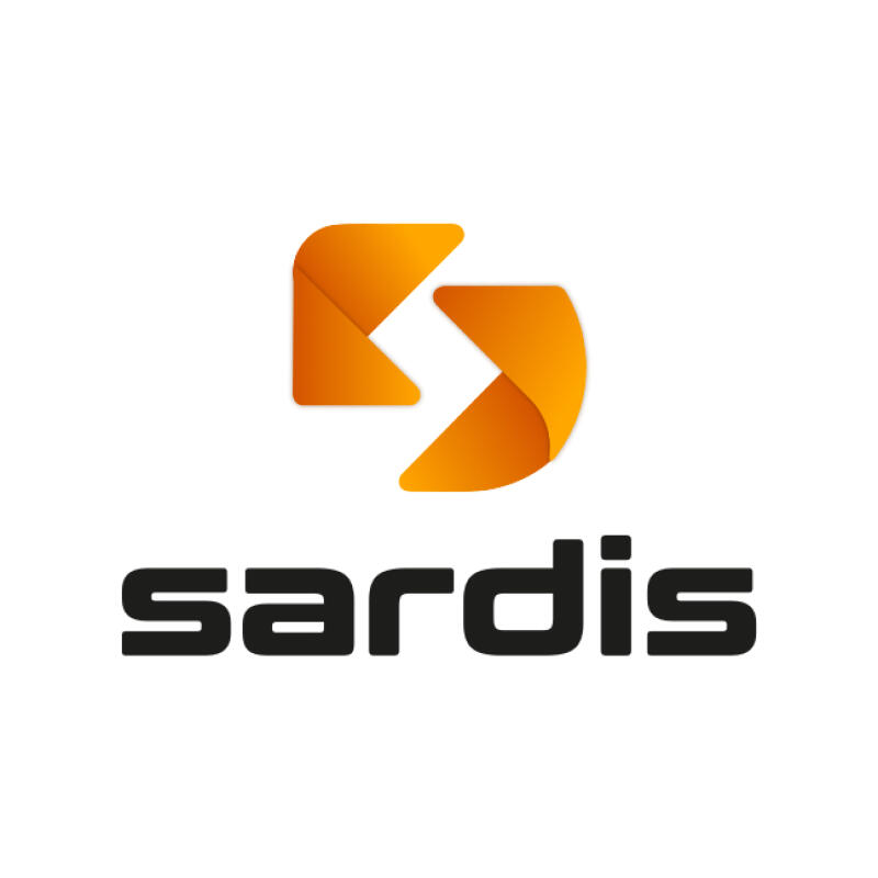 The image features the 'sardis' logo with a stylized orange arrow symbol above the brand name in black.