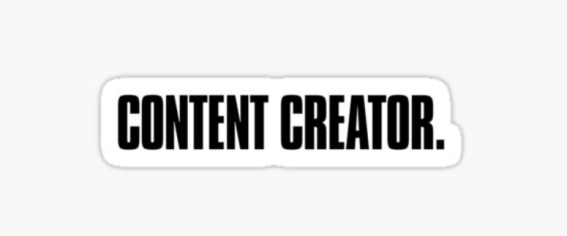 The image features the text "CONTENT CREATOR." in bold, black letters against a white background.