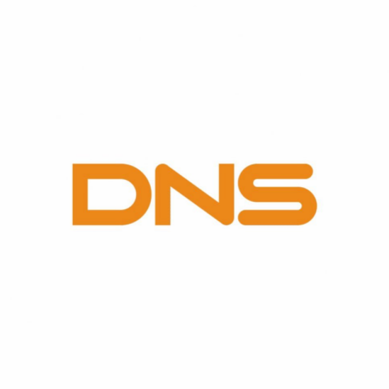 The image features the word "DNS" in bold orange letters against a white background.