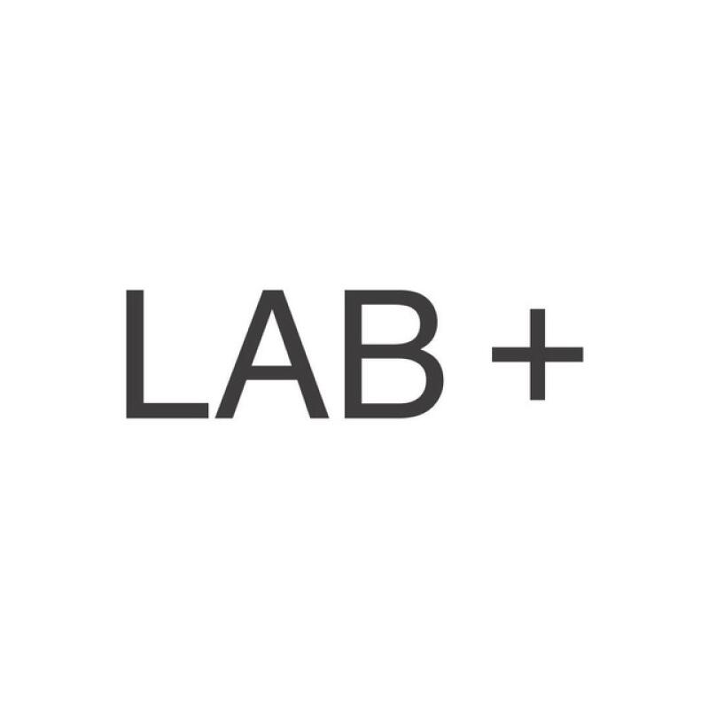 The image features the text "LAB+" in a simple, sans-serif font and dark gray color against a white background.
