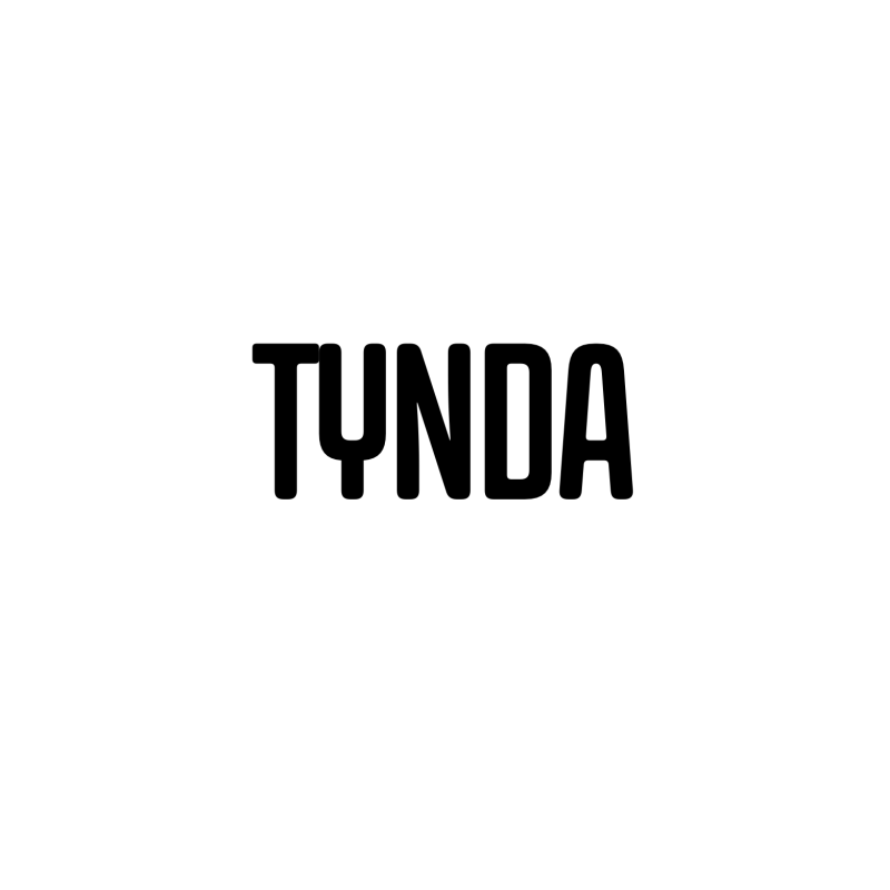 The image shows the word "TYNDA" in a bold, black font against a white background.