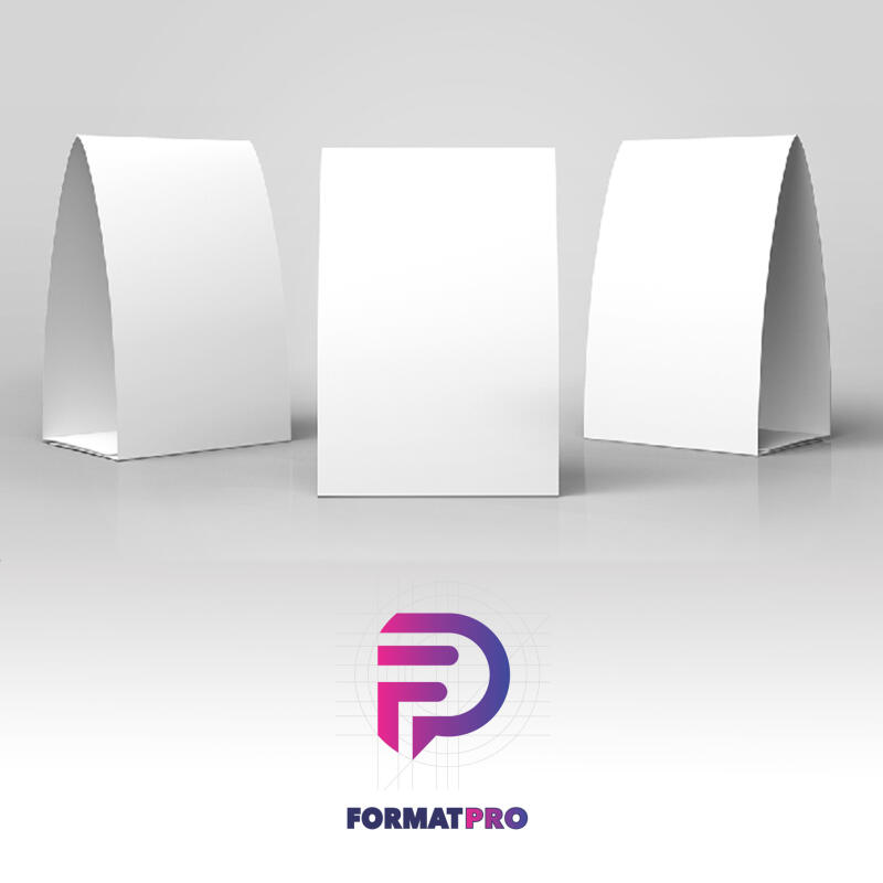 The image features three white tent cards and the "FORMATPRO" logo with a stylized "F" in purple and pink.