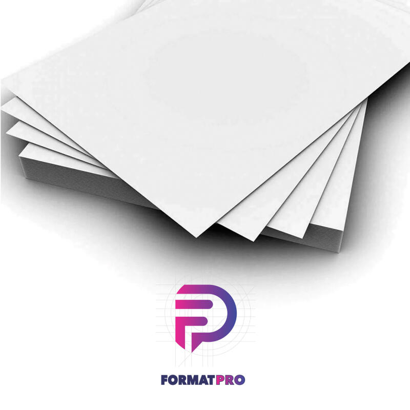 The image shows a stack of white paper in the upper half of the frame, and the 'FORMATPRO' logo in the lower half. The logo features a stylized, partially transparent purple and pink 'F' symbol.
