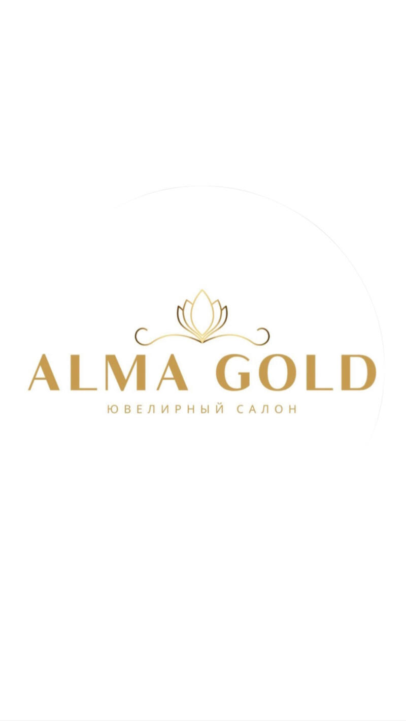 The image features the logo for "Alma Gold", a jewelry store, with a gold-colored lotus flower above the name.