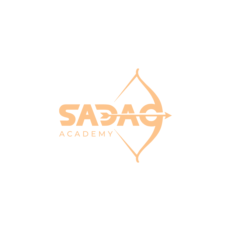 The image features a logo with the text "SADAQ ACADEMY" and a stylized bow and arrow; the arrow runs through the middle of the text.