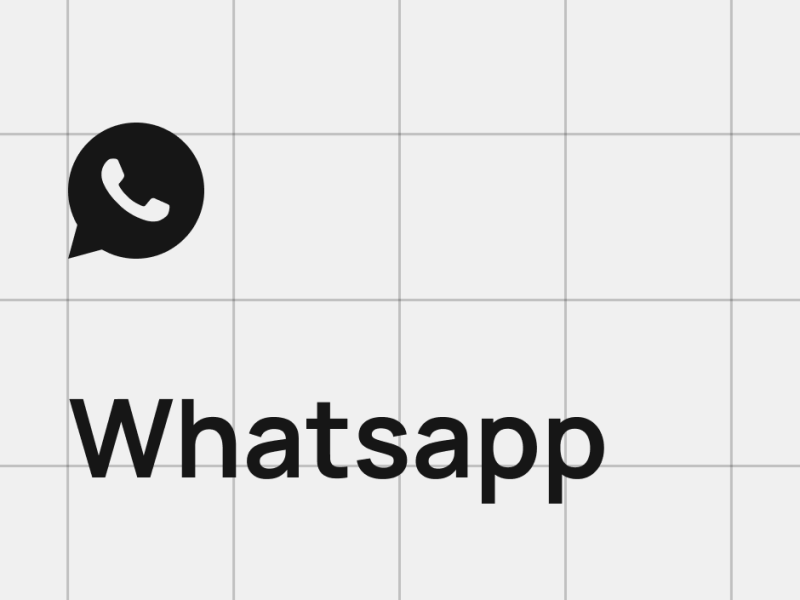 The image shows the WhatsApp logo and the word "Whatsapp" in black on a light gray background with a grid.