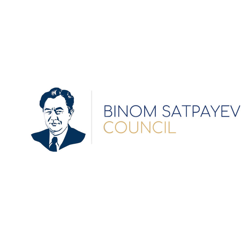 The image features a logo with a portrait of a man in a suit and tie, accompanied by the text "BINOM SATPAYEV COUNCIL".