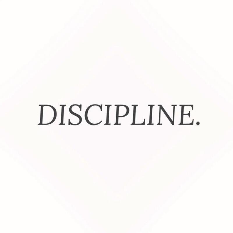 The image features the word "DISCIPLINE." in a serif typeface against a white background.
