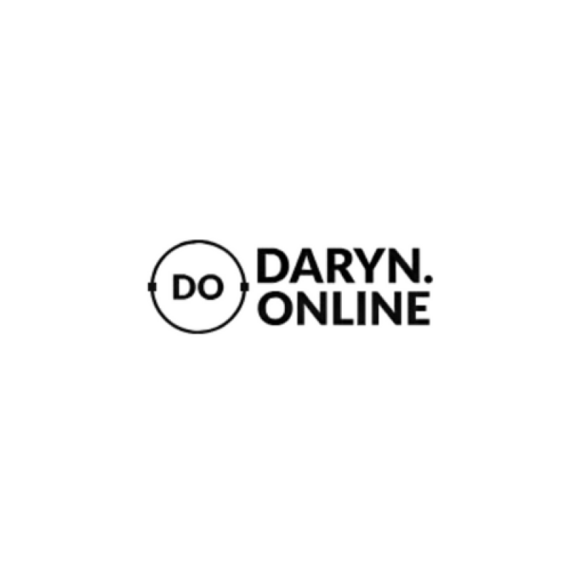 The image displays a logo with the text "DO DARYN.ONLINE." The "DO" is inside a circle with two short lines on either side, and the rest of the text is to the right of the circle.