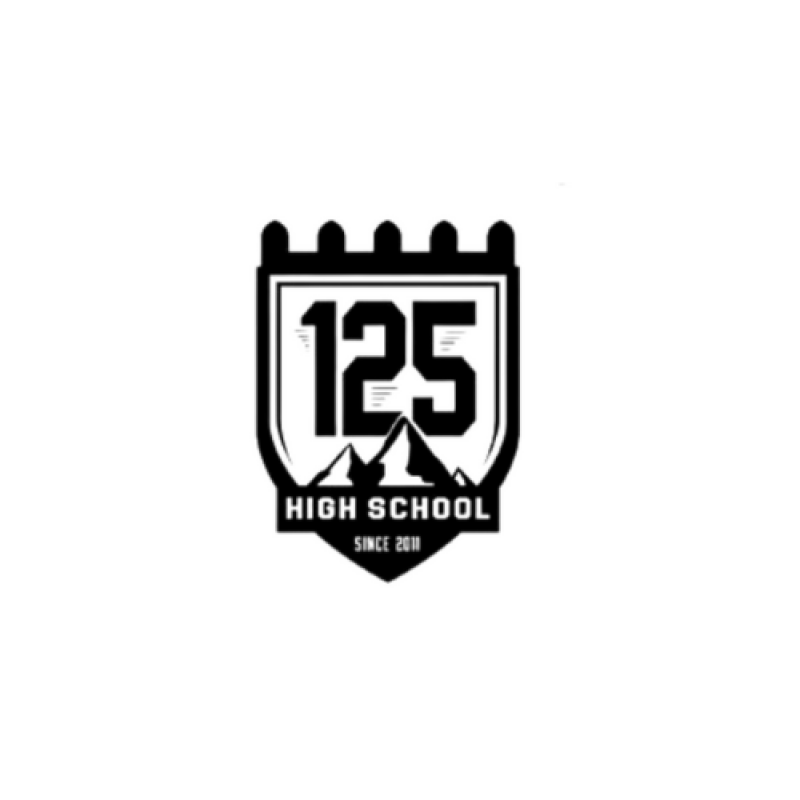 The black and white logo features the number "125" above a mountain range inside a shield, with the words "HIGH SCHOOL" and "SINCE 2011" below.