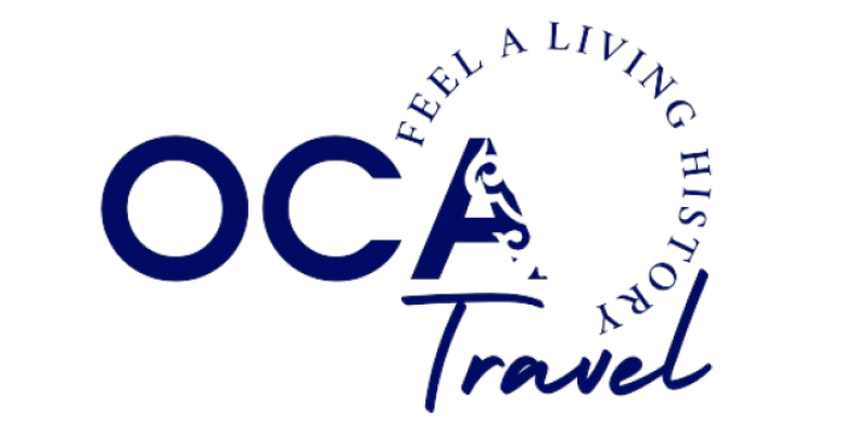 The logo is for OCA Travel and includes the tagline "Feel A Living History" in a circular shape.