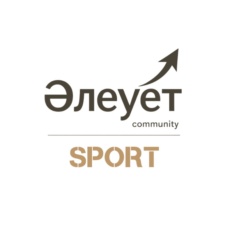 The image features the logo for "Элеует community SPORT," with the word "Элеует" in brown above "community" and an arrow curving upwards, and the word "SPORT" in a stencil-like font below a horizontal line.