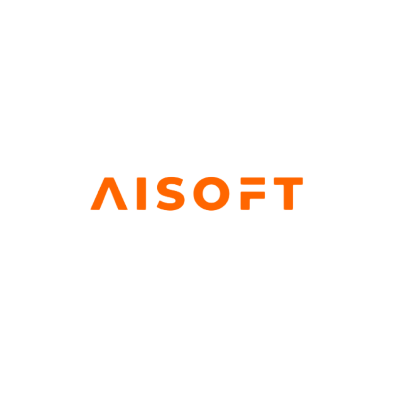 The image features the word "AISOFT" in a sans-serif orange font against a white background.