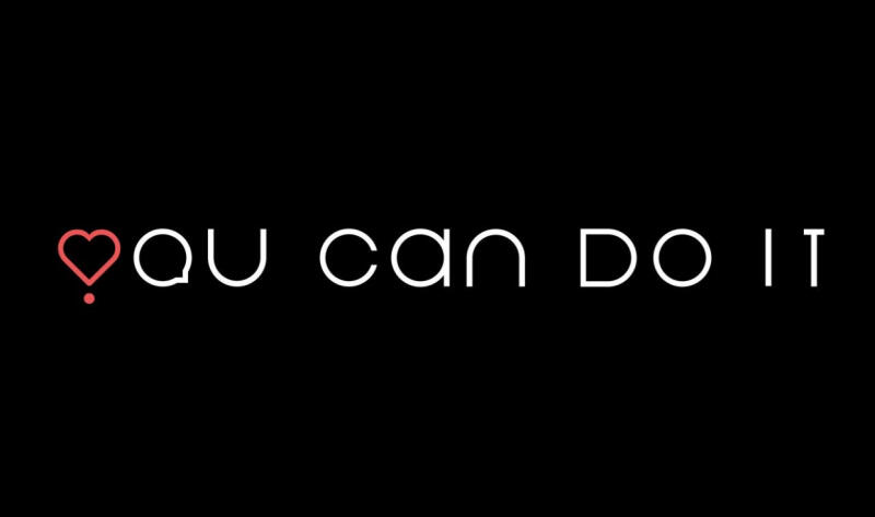 The image features the text "YOU CAN DO IT" in white on a black background, with a heart symbol replacing the first letter.
