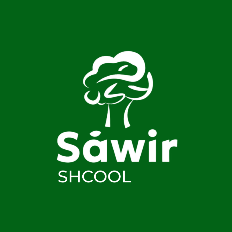 The image features a white logo on a green background, consisting of a stylized tree above the text "Säwir" and "SHCOOL".