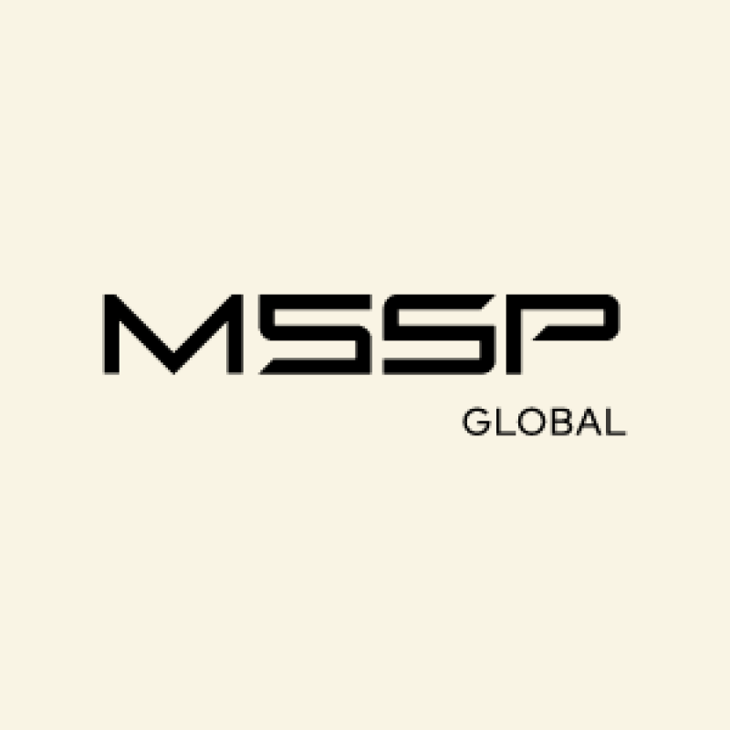 The image shows the logo "MSSP GLOBAL" in black font on a light beige background.