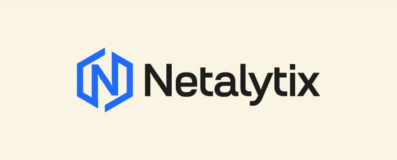 The image features the logo of Netalytix, with a blue, stylized 'N' inside a hexagonal shape and the company name 'Netalytix' in black, to the right of the symbol, set against a light beige background.