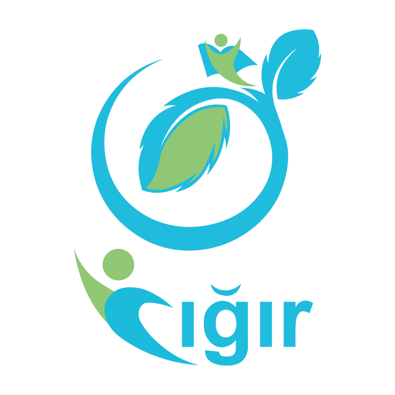The logo features a stylized image of a plant with human figures, colored in shades of green and blue, above the word "Çığır" in blue font.