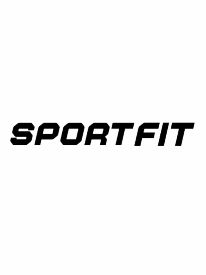 The image features the word "SPORTFIT" in bold, black font against a white background.