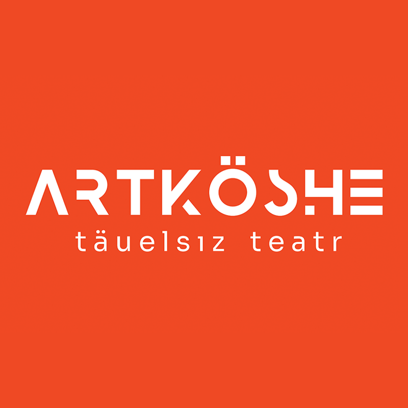 The image features the text "ARTKÖSHE täuelsız teatr" in white against an orange background.