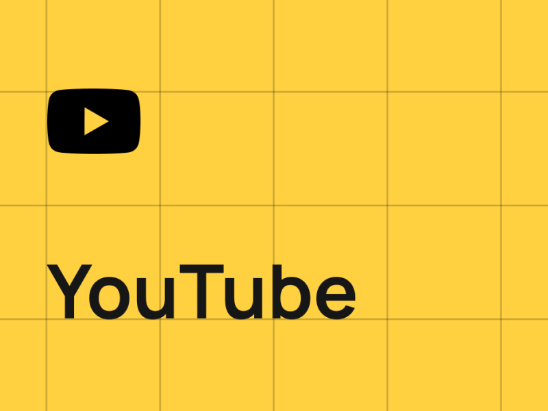 The image features the YouTube logo and wordmark against a yellow grid background.