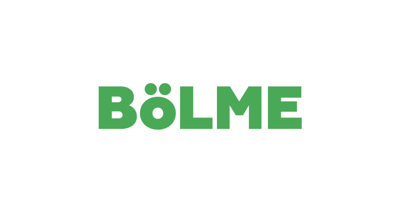 На изображении слово "BÖLME" зеленого цвета на черном фоне.