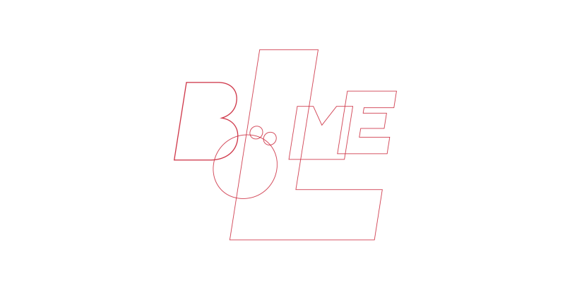 На изображении слово "BOLME", выполненное красным контуром на черном фоне. Буквы стилизованы, где "O" представлена кругами, а остальные буквы образованы геометрическими линиями.