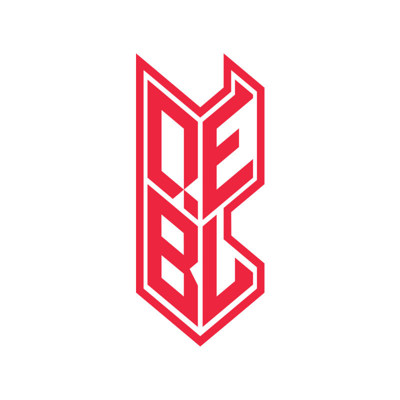 A red, stylized logo resembling a shield or badge, with the letters "DEBL" stacked vertically, "DE" above "BL", on a white background.