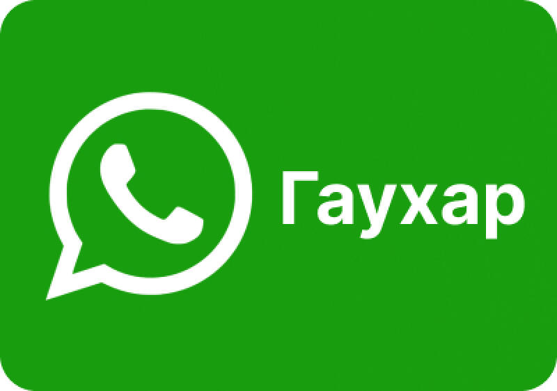 The image features a green background with the white WhatsApp logo and the name "Гаухар" written in white text next to it.