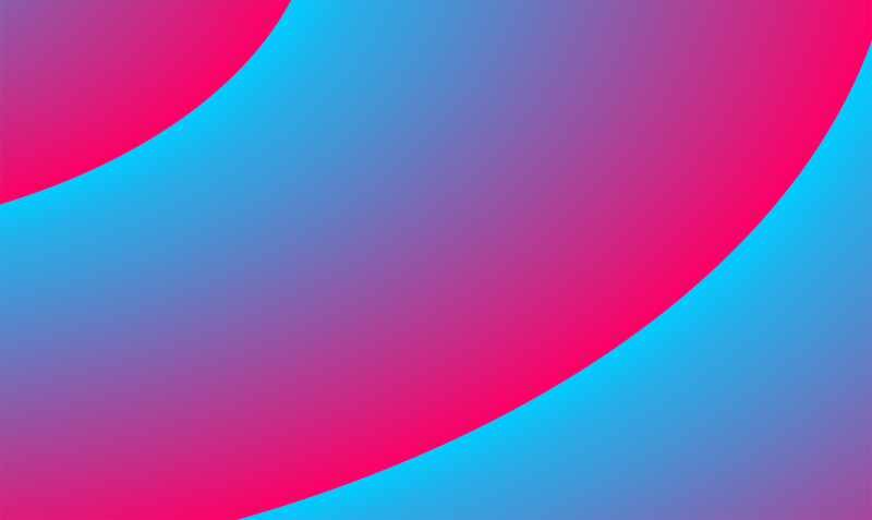 The background has a gradient from blue to pink with two curved shapes on opposite corners of the image.