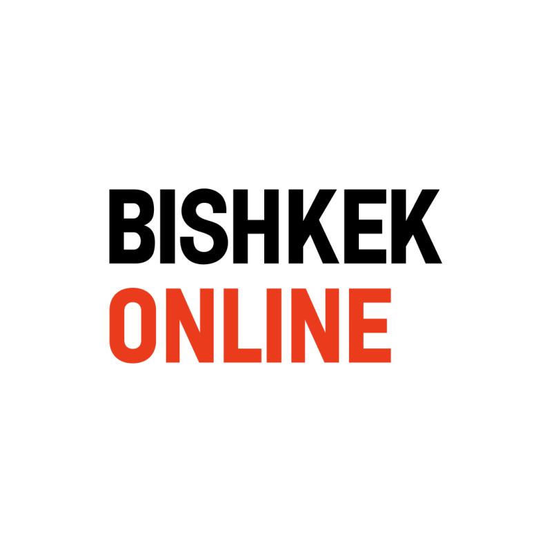 The image contains the text "BISHKEK ONLINE" in bold letters, with "BISHKEK" in black and "ONLINE" in red.