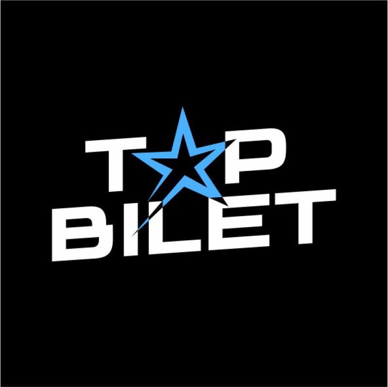 The image features the text "TOP BILET" in bold white letters on a black background, with a blue star replacing the "O" in "TOP".
